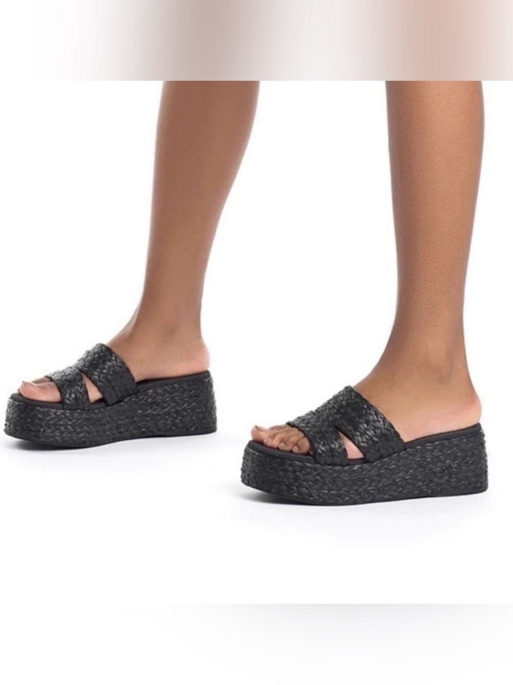 Larroudé Ash Raffia Flatform Sandals